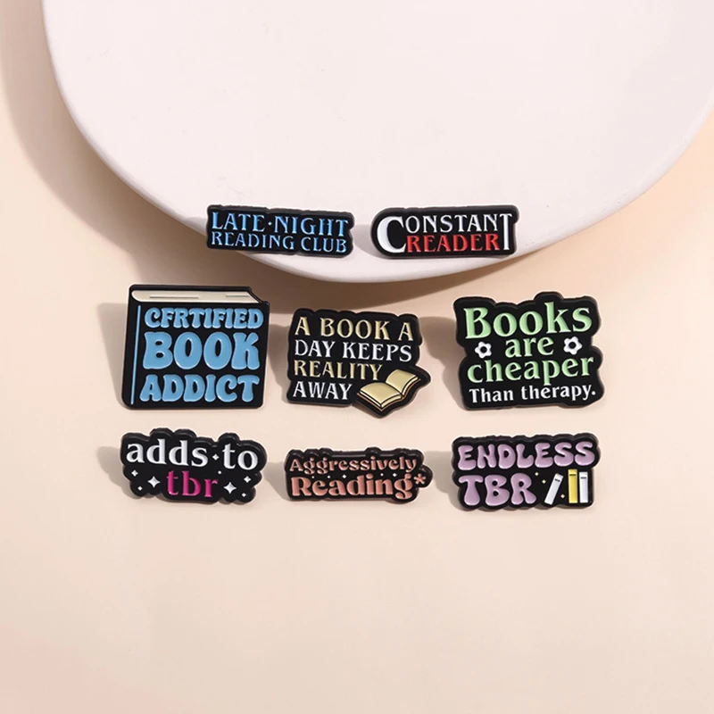 Endless TBR Emaille Pins Benutzerdefinierte Constant Reader Late Night Reader Club Brosche Revers Abzeichen Cartoon Schmuck Geschenk für Kinder Freunde