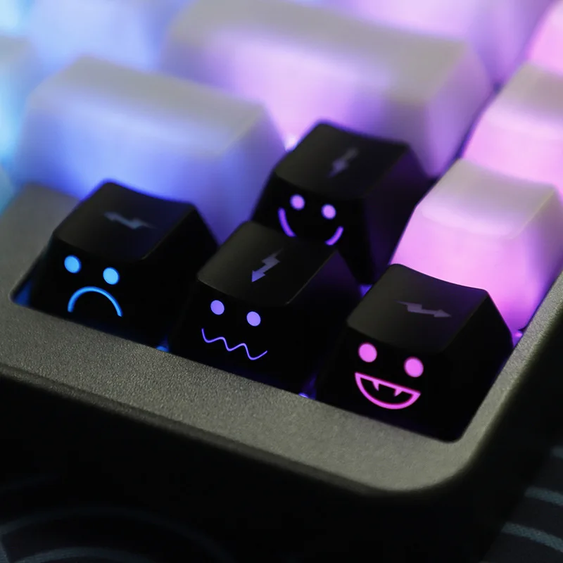 Cute Emo Keycap Set WASD Arrow Broadside Lighting Key Cap for Mechanical Keyboard Compatible with MX Switch