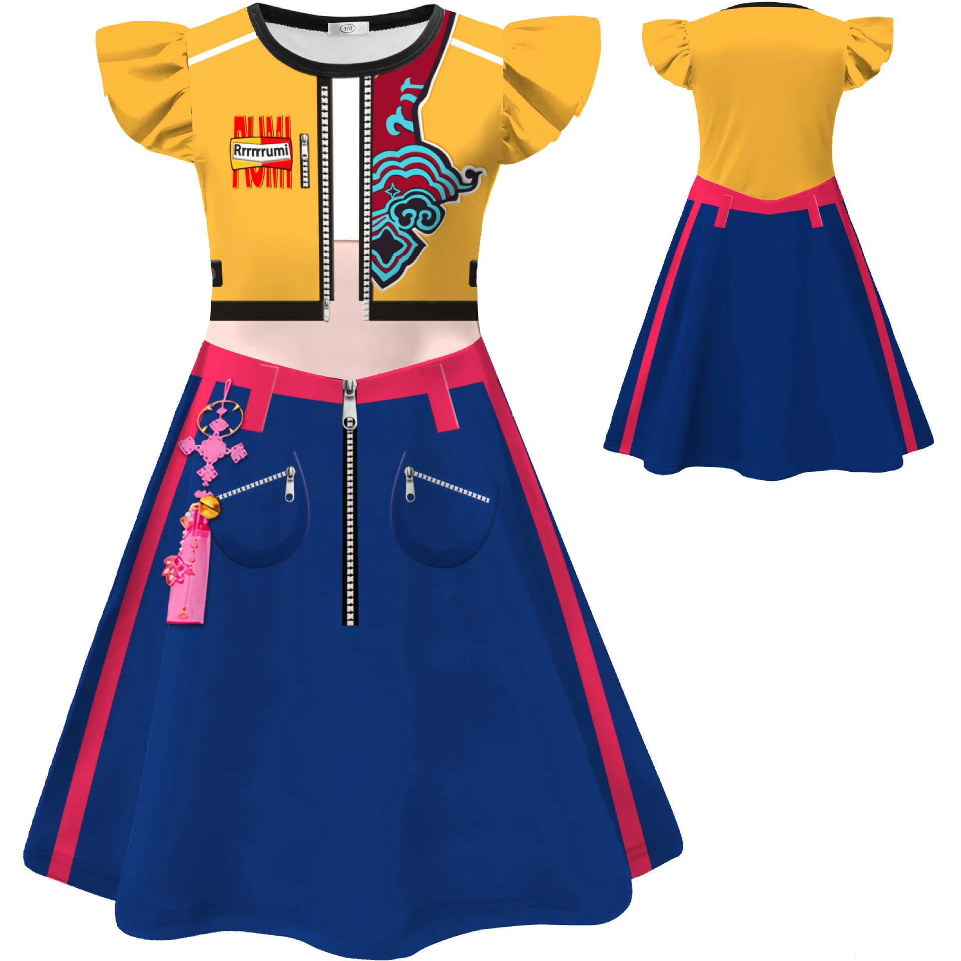 Anime Character Zoe Cos Costume Demon Rumi Mia Character Cute Casual Cosplay Flying Sleeve Dress Hunter Halloween Costume Party