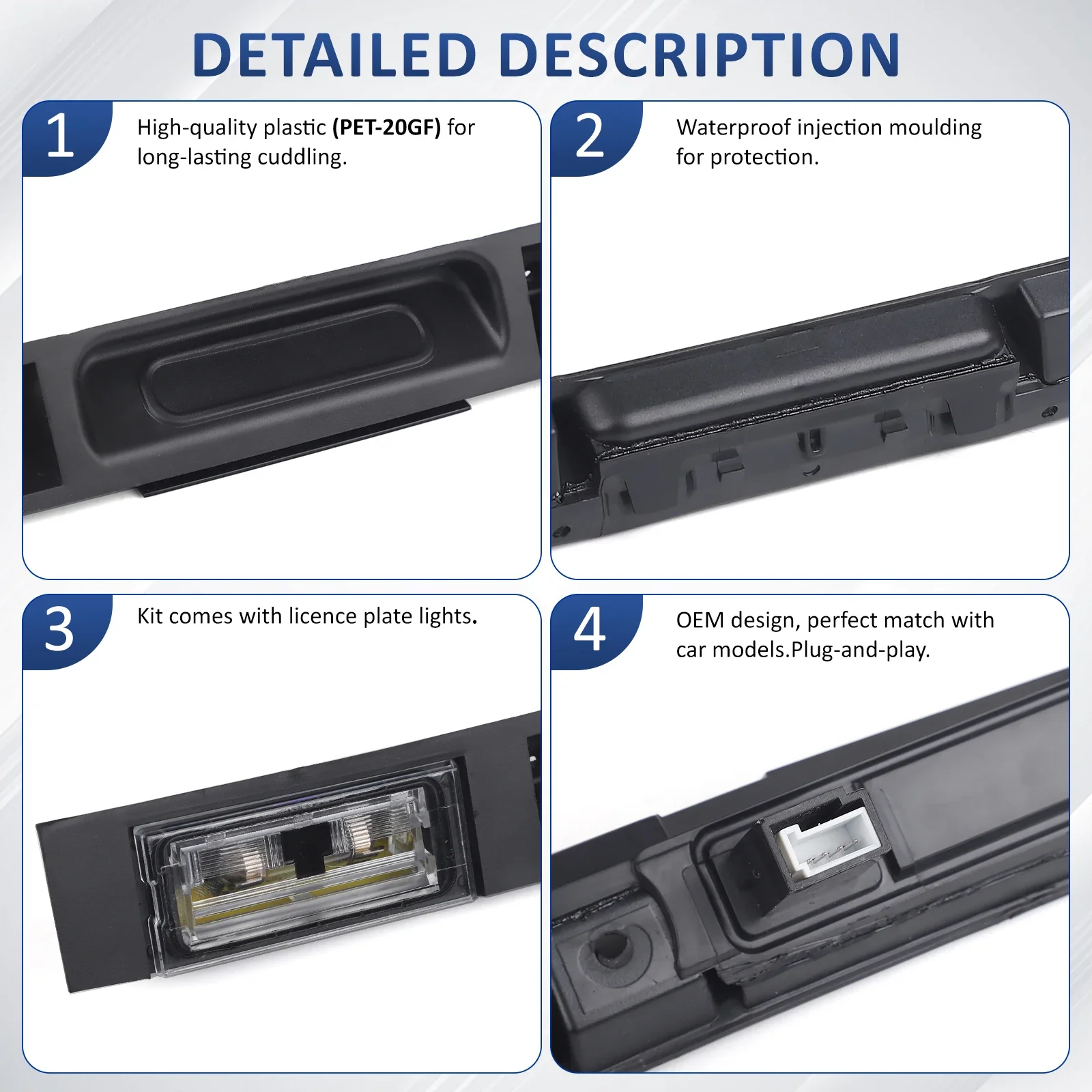 لسيارات BMW E83 X3 2004-2010 مجموعة مفاتيح الباب الخلفي للسيارة السوداء OE 51133403611 بجولة التمهيد غطاء صندوق السيارة مقبض خلفي مع زر مفتاح #3