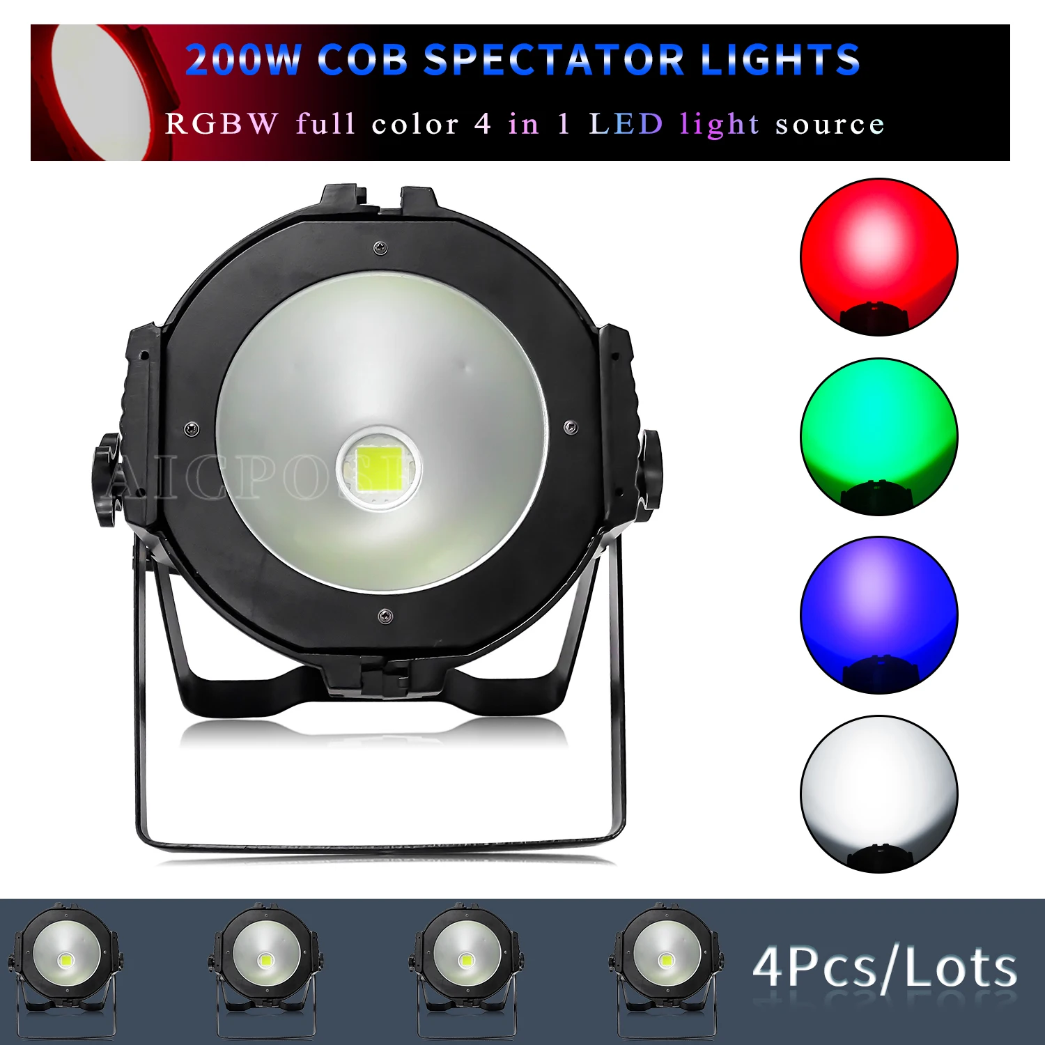 4Pcs/Lots 200W COB warm+cold white aluminum Par light RGBW four in one cold DMX-controlled DJ disco church market lighting