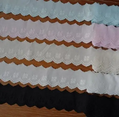 Width:3cm(1.18”inch) Elastic Embroidery Lace Checkered Flower Pattern Laces Clothing Sewing Accessories decoration(SSA-4842)