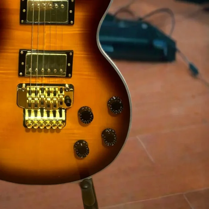 Brown Sunburst Single Cutaway Guitar Electric Guitar HH Pickup Mahogany Body Block Inlays Rosewood Fingerboard