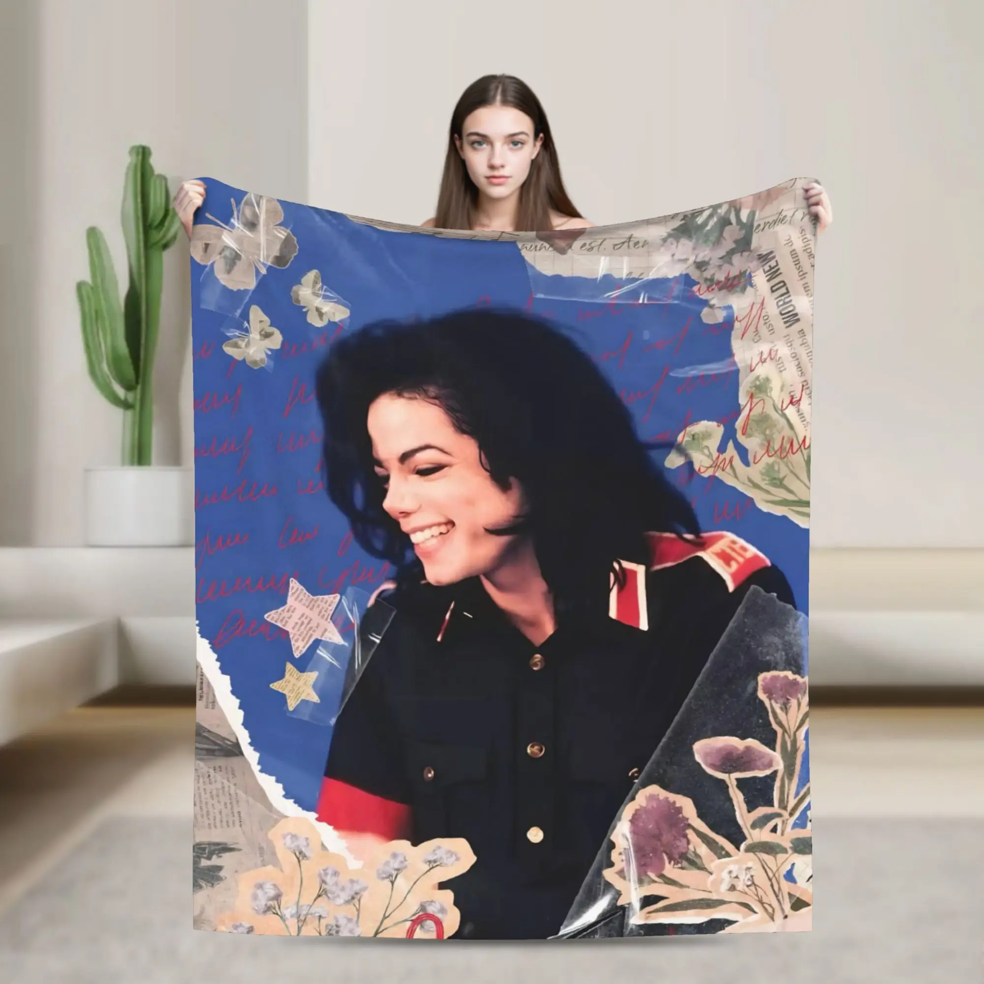 MJ Michaels Jacksons Flannel Throw Blankets Pop King Blanket for Bed Outdoor Lightweight Quilt