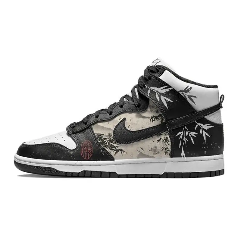 【Aanpassen】Nike Dunk Skateboardschoenen Heren Hoge Wit/zwarte Sneakers schoenen DD1399-105