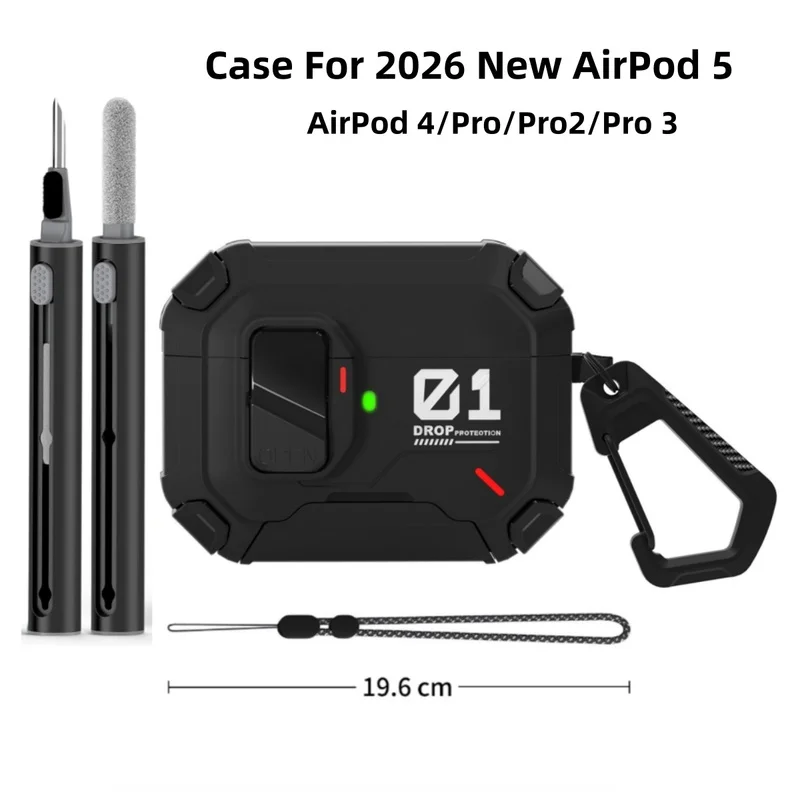 for AirPod 5 Magsafe Case with Phone Stand&Cleaning Kit Switch Lock【Automatic】 For Men AirPods Pro 2/Pro 3/4//5 Case With Lock