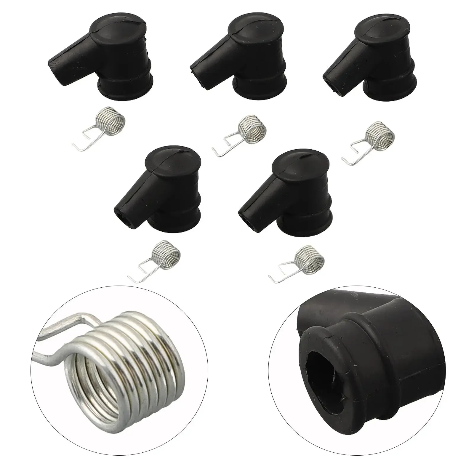 

Ensure Peak Performance 5 Sets Of Ignition Coil Cap And Springs For 4500 5200 5800 Chainsaw, Durable Rubber+Metal Materials