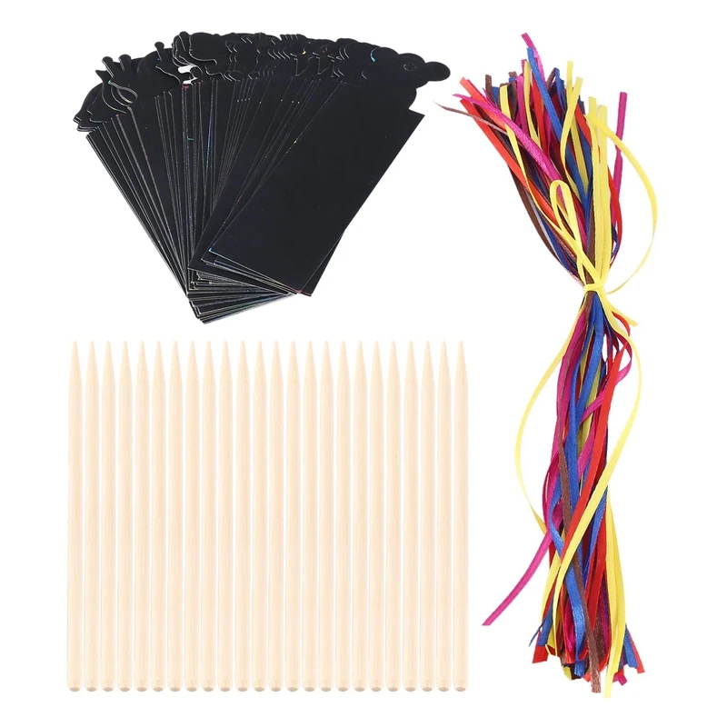 48ชิ้นที่คั่นหนังสือสีรุ้งสำหรับเด็กกระเป๋าศิลปะแบบมีรอยขีดข่วนสำหรับงานปาร์ตี้งานฝีมือรูปสัตว์งานประดิษฐ์ทำด้วยตัวเองป้ายกระดาษศิลปะ