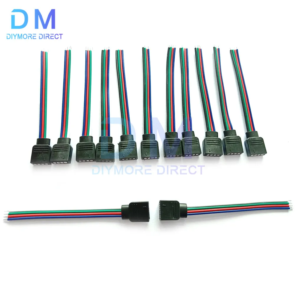 4pin Mannelijke Vrouwelijke Strip Controller Adapter Kabel Draad Voor 5050 3528 Smd Rgb Rgbw Rgb + Cct Led Strip licht 5Pcs