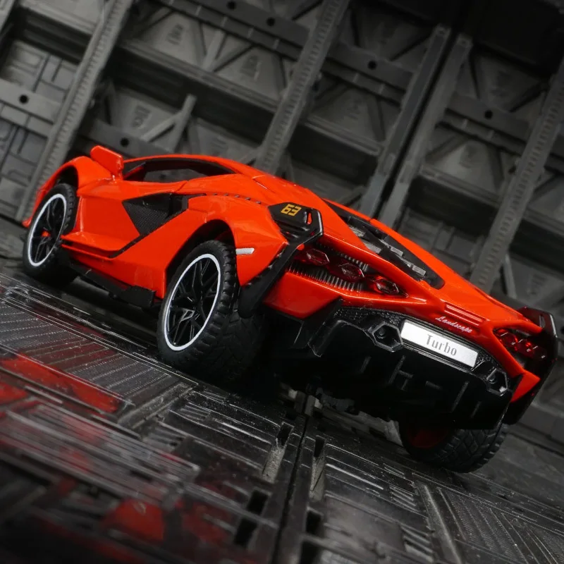 1:32 Lamborghini sian liga modelo de carro ornamentos puxar para trás brinquedo acústico-óptico porta do menino pode ser aberta.