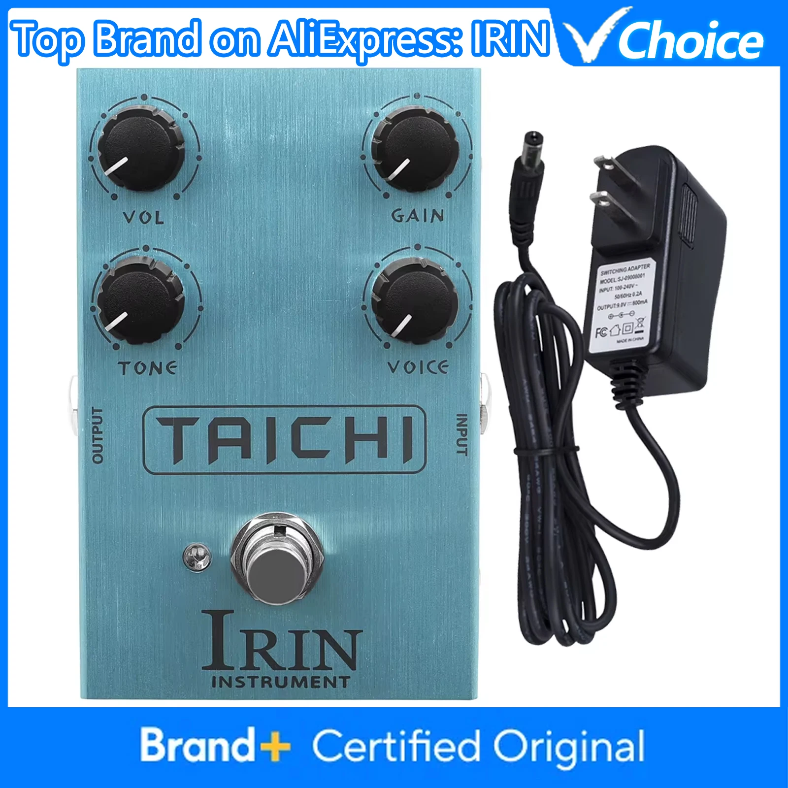 

IRIN AN-38 TAICHI Low Gain Overdrive Pedal OD Classic Amp Sound VOICE Knob Controls Different EQ Frequency Bands Guitar Effects