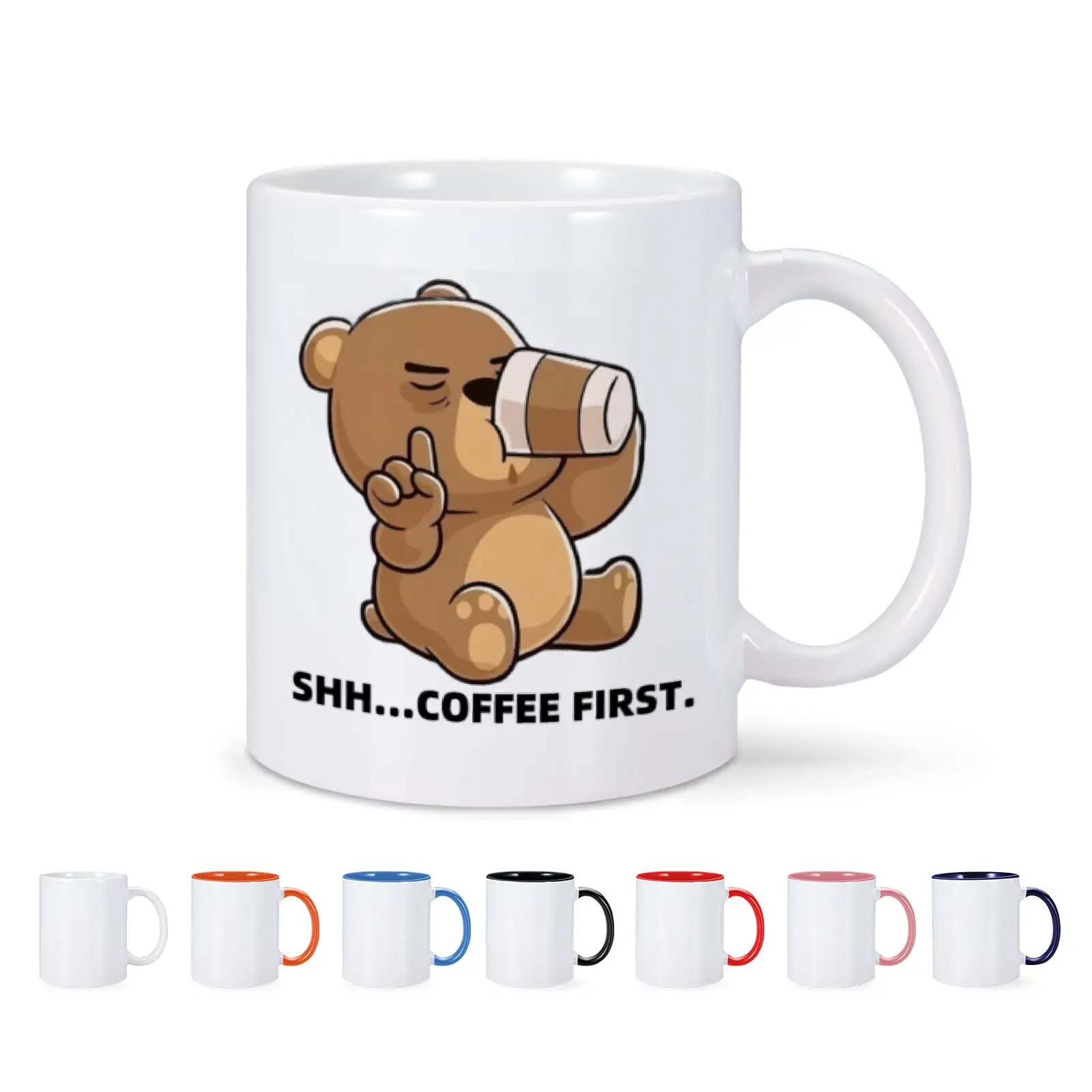 1pc 11oz Funny Bear Coffee Mug SHH Coffee First Ceramics Tea Milk Cup for Coffee Lover  Friend Coworker Bestie Novelty Gifts