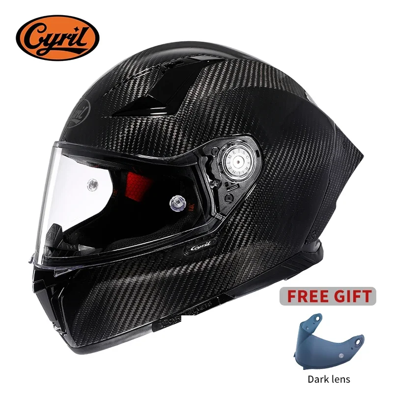 

Unisex Lightweight Carbon Fiber Kevlar Full Face Motorcycle Street Bike Helmets Racing Helmet DOT ECE Approved CYRIL Casque Moto