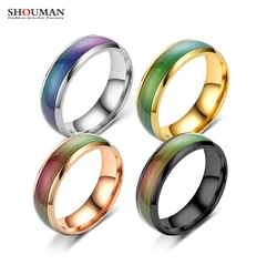 Temperature Warm Changing Color Mood Smart Stainless Steel Rings Never Fade for Men Women Couple Gift Jewelry