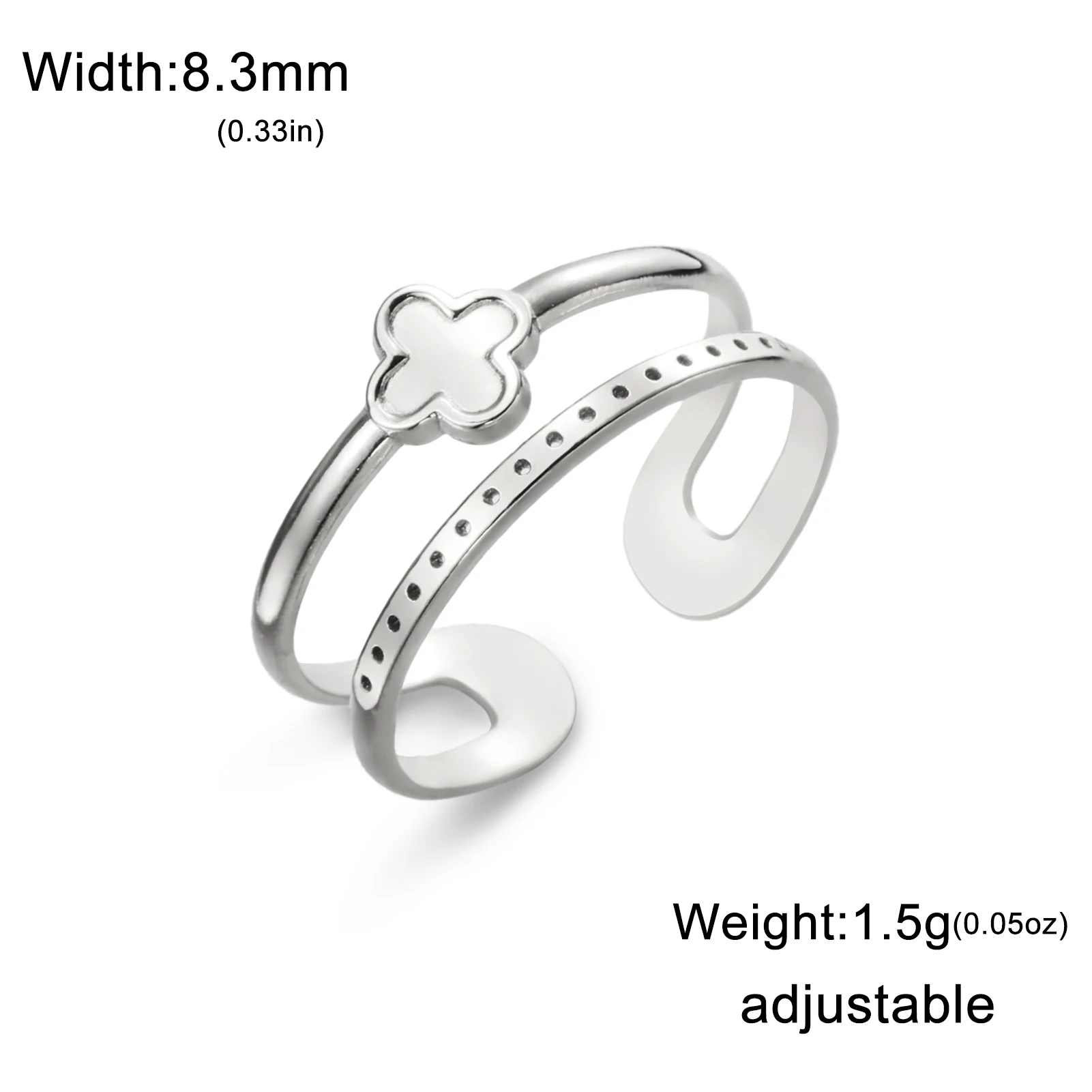 Dreamtimes Four Leaf Clover Ring for Women Stainless Steel Adjustable Finger Rings Fashion Jewelry Mother's Day Birthday Gifts image 5