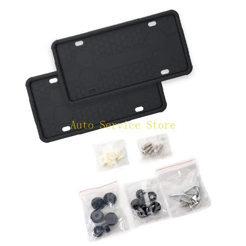 462A 2pcs Corrosion Resistant Rubber License Plate Frame Support With Security Screws Perfect For Trucks SUVs And Motorcycles