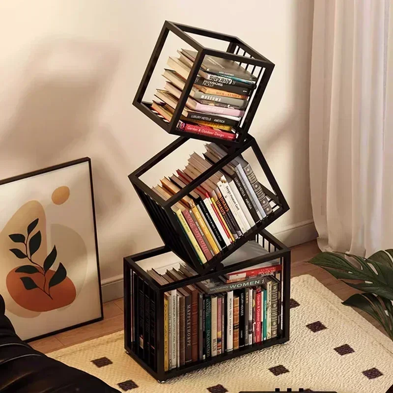 Customizable Rotating Bookshelf Storage Book Shelves Magazine Rack Shelf Organizer Aesthetic Children's Bookcases