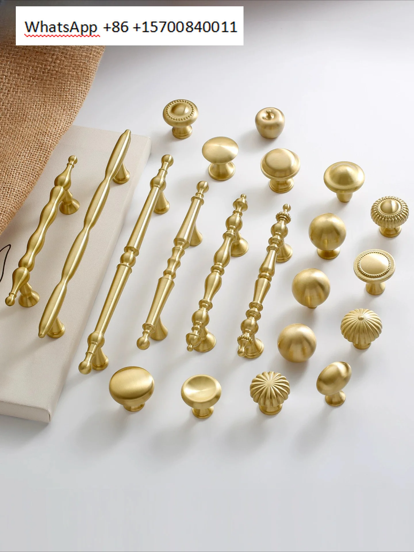 Medieval brass cabinet door handle drawer modern simple French retro light luxury clothing cabinet door new Chinese handle
