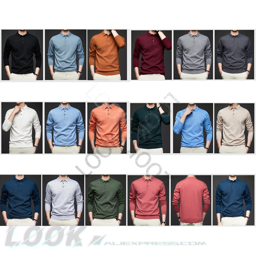 Men Autumn Long Sleeve Wool Blend Solid Color Polo Neck Pullover Sweater Casual Innerwear Sizes M-4XL Multiple Colors Available