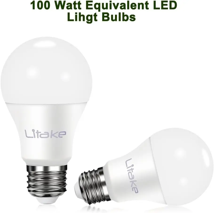 中型LED電球,a19,11W,ソフトホワイト,5000k,1100ルーメン,120-240v,e26,cri 80,12パック