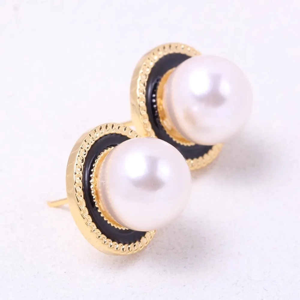 

10PCS S925 Sterling Silver Needle 18K Gold Wrapped Plated Brass Earring Settings Diy Jewelry Pearl Earrings Accessories