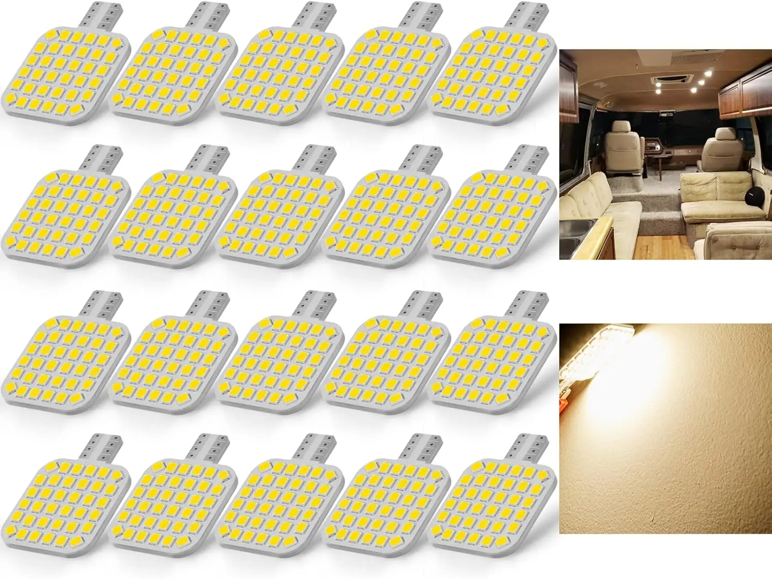 

20PCS Interior LED Light Bulbs for RV, Super Bright 36-SMD Warm White 922 912 LED Bulbs Replacement (12V DC)