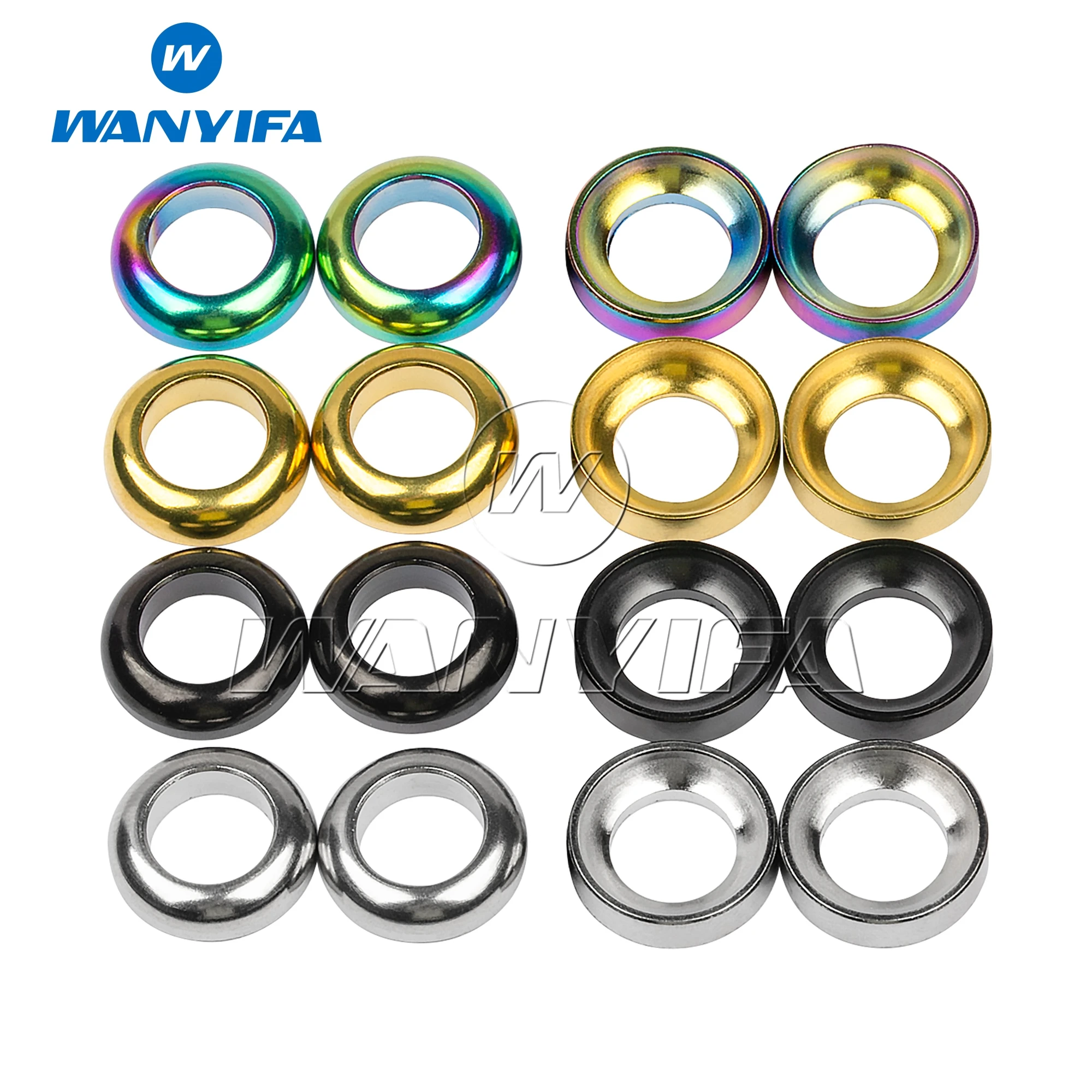 Wanyifa Titanium Bolt Bicycle M6 Concave&Convex Washer Spacer for Mountain BMX Bicycle Disc Brake Caliper Group XT Bike 2pcs