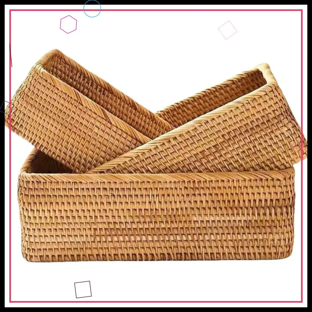 

Набор из 3 плетеных корзин для хранения из ротанга для кухни, гостиной, ванной комнаты, для организации и декора