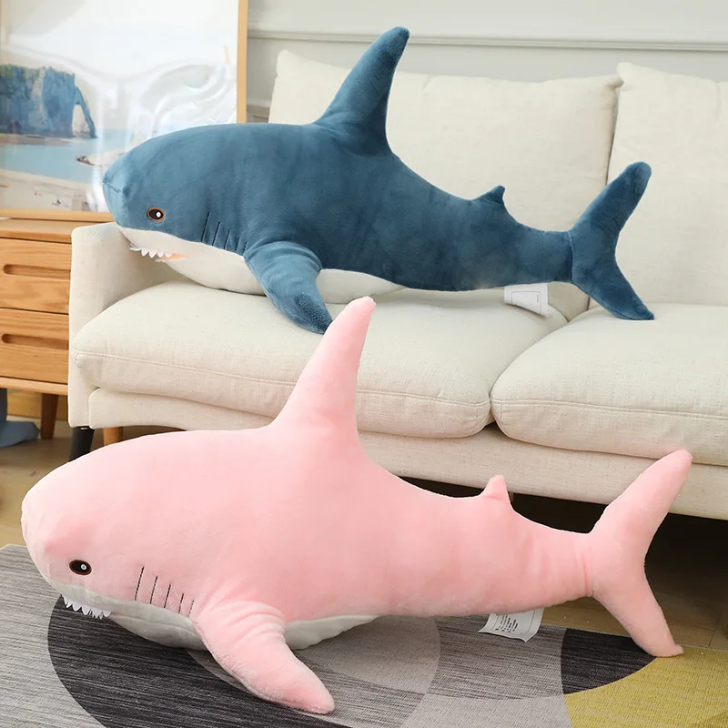 15-140cm Kawaii Pink Shark Plush Toy Giant Stuffed Animal Large Soft Doll Whale Dolphin Long Sleeping Pillow Girl Gift for Kids