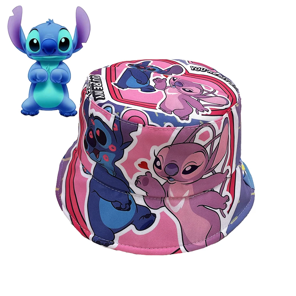 Lilo Stitch Hut Fischer Kappe Faltbare Eimer Hüte Cartoon Nettes Kind Outdoor Sonnenschutz Schatten Jungen Mädchen Meer Strand Reise Kappen