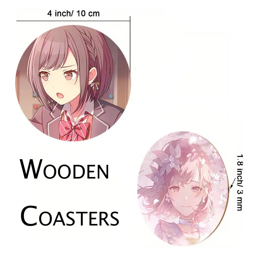 Anime Project SEKAI Shinonome Ena Coasters Round Wooden For Cute Design Suitable For Drinks Tea Coffee Home Gift Choice Holidays