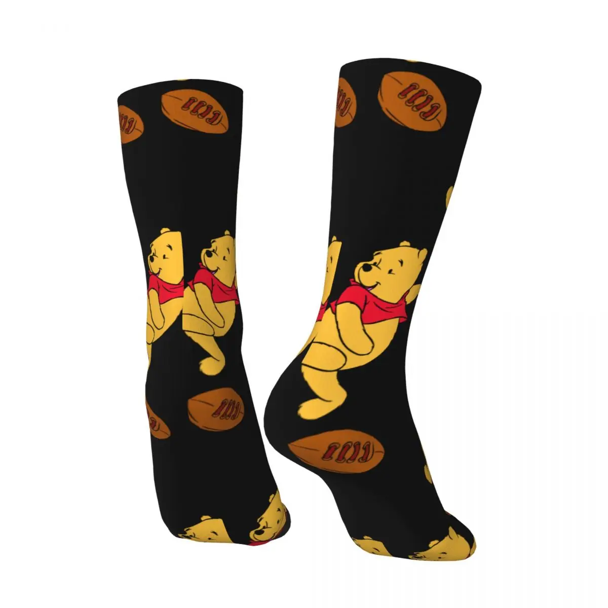 Happy Funny Men's compression Socks Famous Disney Animation Vintage Harajuku Winnie the Pooh Hip Hop Novelty Seamless Crew Crazy