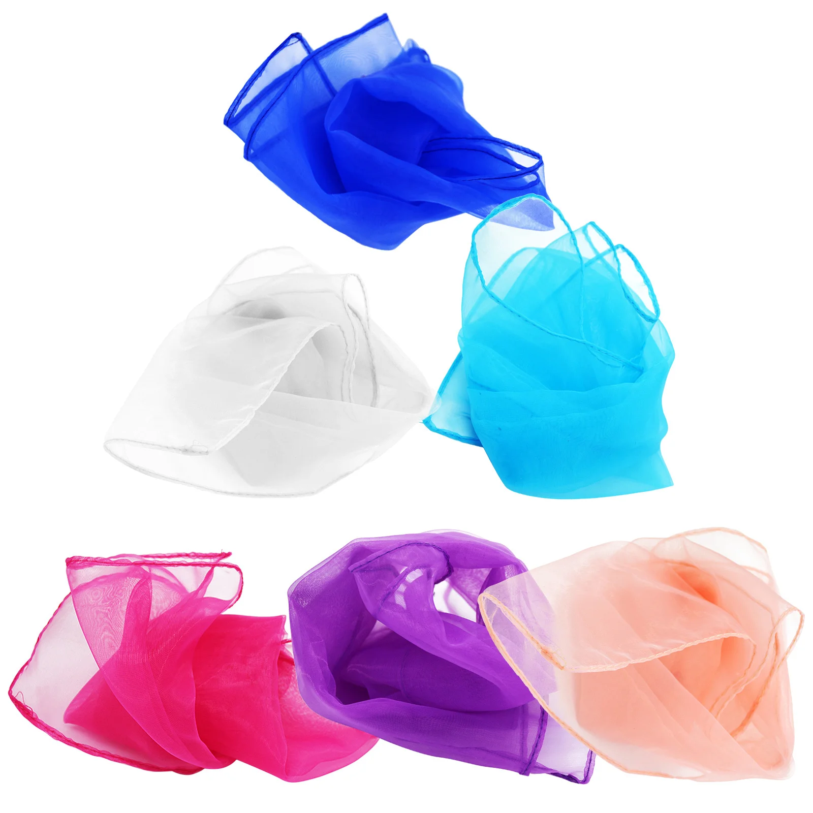 6 stuks dansvoorstelling sjaals lichtgewicht zijde imitatie vierkante jongleren sjaals voor kleuterschool trucs muzikaal spelen