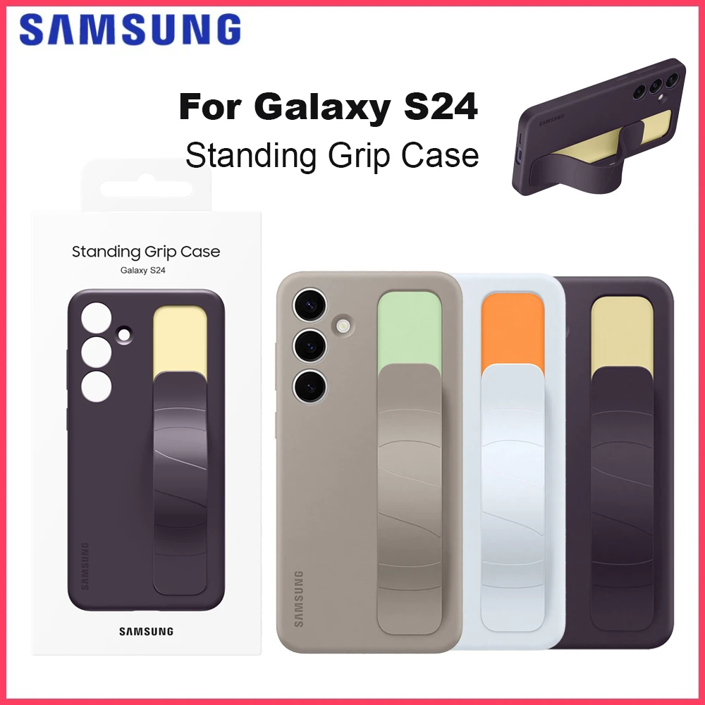 

Original Samsung Galaxy S24 Standing Grip Smartphone Case for Galaxy S24 Slim Design Mobile Phone Finger Holder EF-GS921