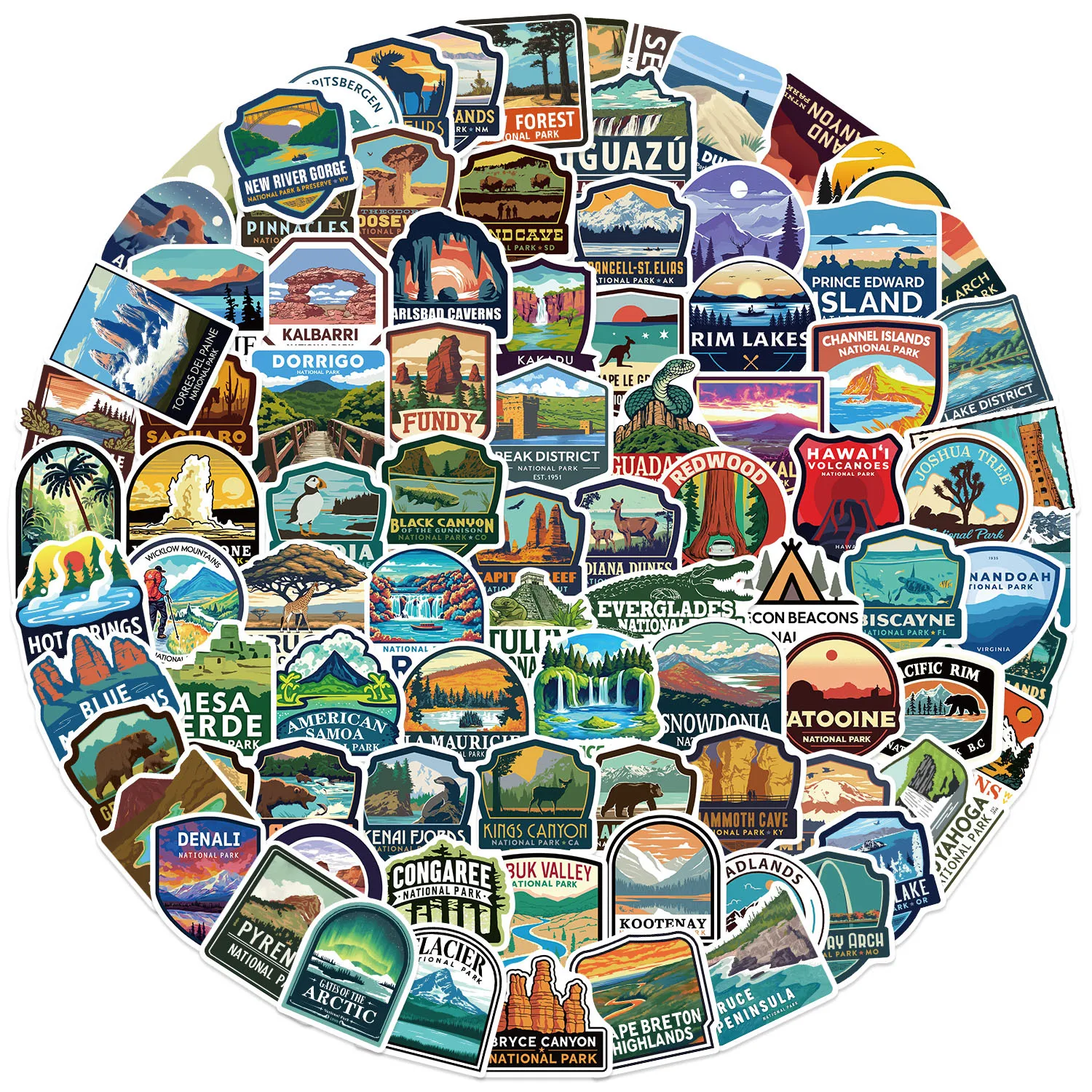 100PCS Cartoon National Park Graffiti Stickers DIY Decoration Guitar Notebook Luggage DIY Waterproof Stationery Stickers