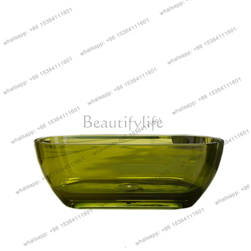 Transparent resin bathtub Artificial stone Free-standing integrated oval double bathtub