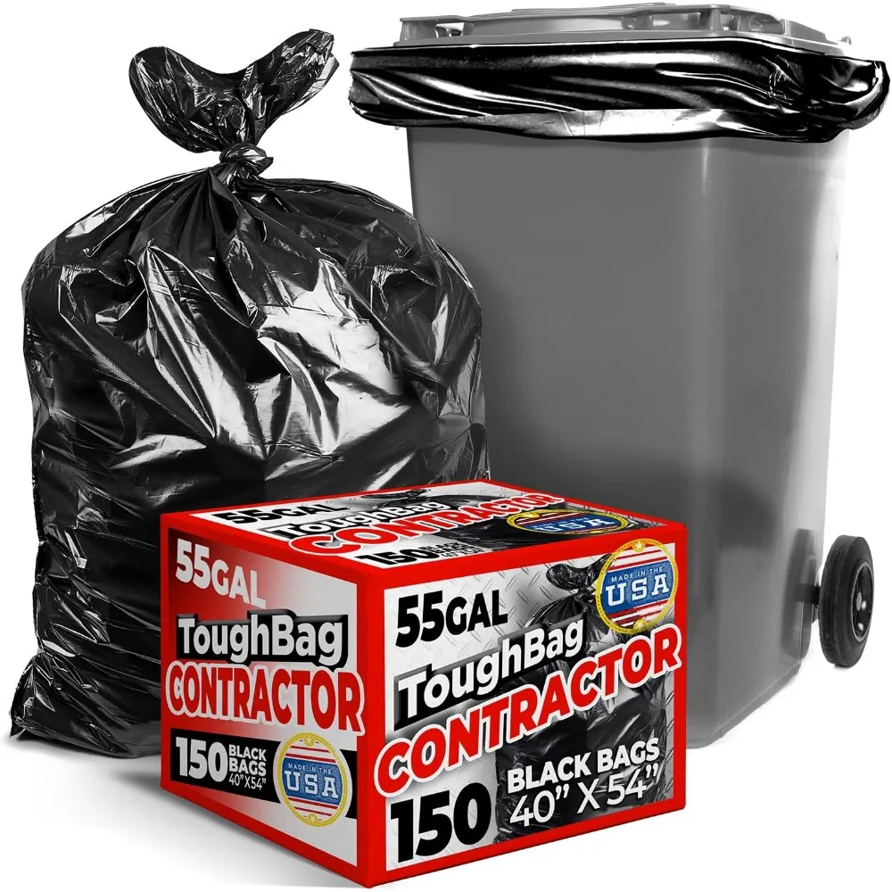 

55 60 Gallon Heavy Duty Trash Bags 150 Count Large Black Garbage Can Liners