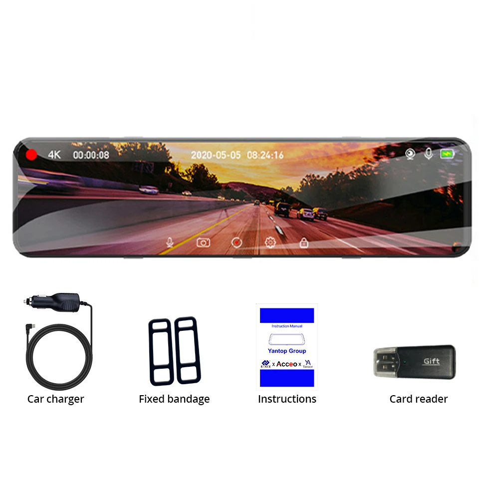 

Dash Cam 4k For Car 12' Auto Video Recorder Wifi Support 1080P Rear View Camera GPS Vehicle Black Box Car Dashboard Camera