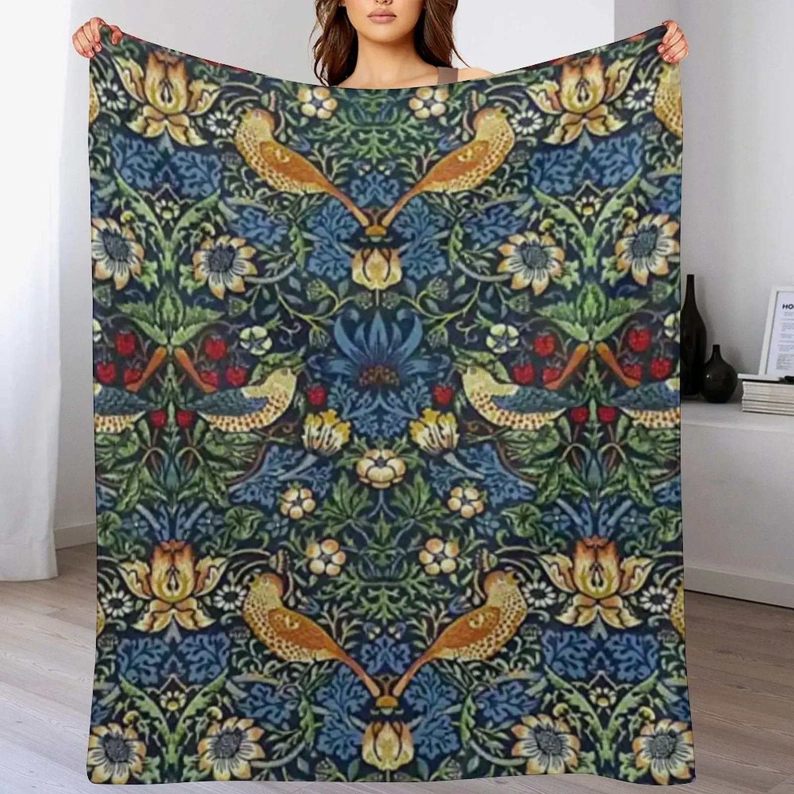 William Morris - strawberry thief Throw Blanket valentine gift ideas Luxury Thicken Baby Blankets