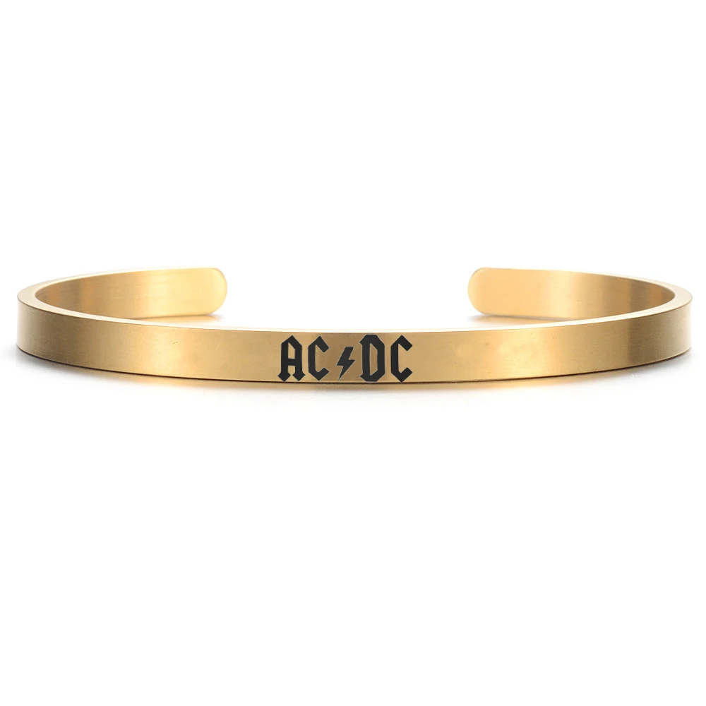 Fashion Trendy Retro Rock Band AC/DC Cuff Bracelet Stainless Steel Street Party for Men and Women Rock/Punk Jewelry Gifts