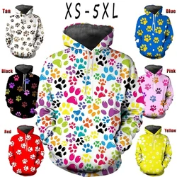 2023 New Women Men Creative Personality Hooded Sweatshirt Fashion Funny Dog Footprint Hoodie Casual Long Sleeve Pullover Tops