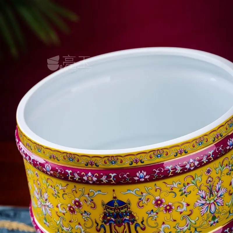 Chinese enamel large tea can sealed jar Pu'er tea cake storage