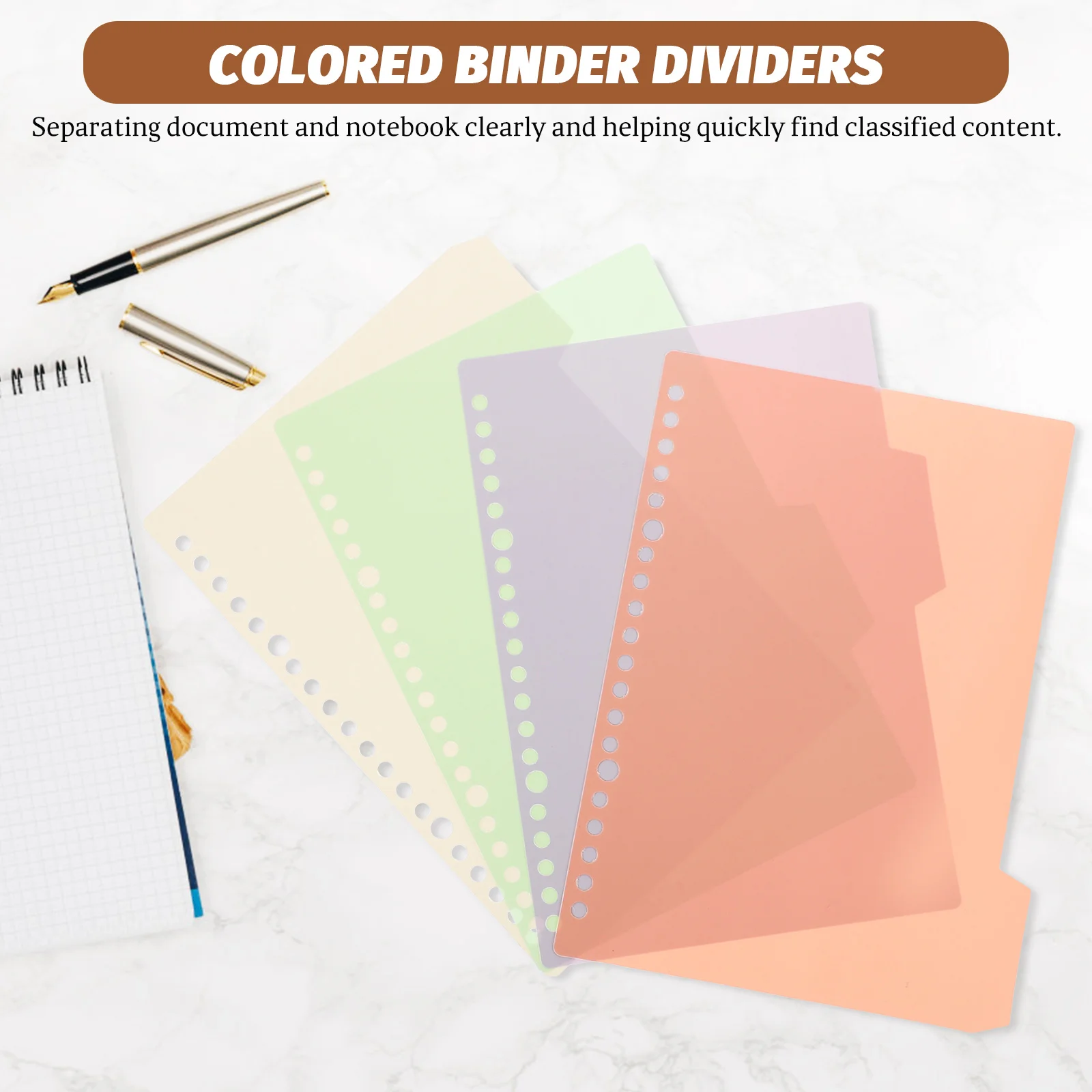 

10 Sets Loose-Leaf Page Divider Tabs Index Binder Dividers Notebook Colored Plastic Detachable Notepad Divider Book Marker File