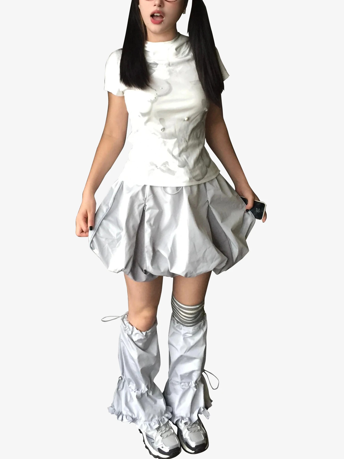 

Повседневная юбка Silver ey Spicy Girl Bud, женская универсальная пышная юбка с эластичной резинкой на талии, бренд молочного супа