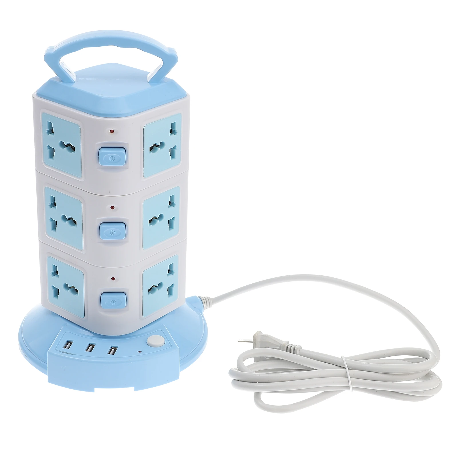 

USB Power Strip Tower Multi Plug Outlet Extension Cord ABS Shell Safety Sockets Wall Flat Plug Dorm Essentials Home Office