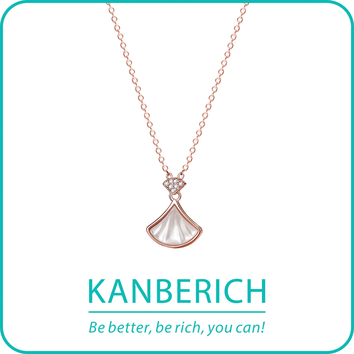 Kanberich S925 Real Sterling Silver Cubic Zirconia Seashell Girl’s Skirt Hem Pendant Clavicle Chain Necklace