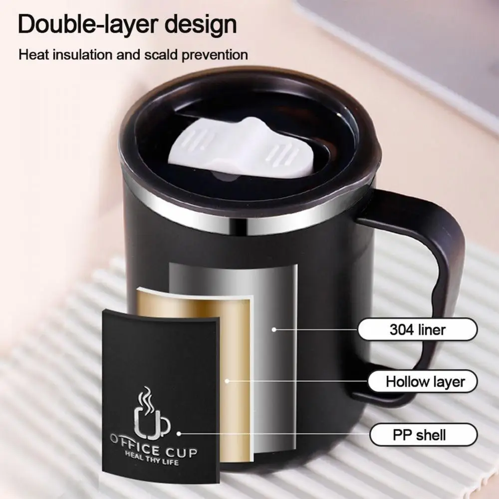 500ml Thermos Mug 304 Stainless Steel Coffee Cup With Handle Leak-Proof Vacuum Flask Insulated Cup Portable Thermal Water Bottle