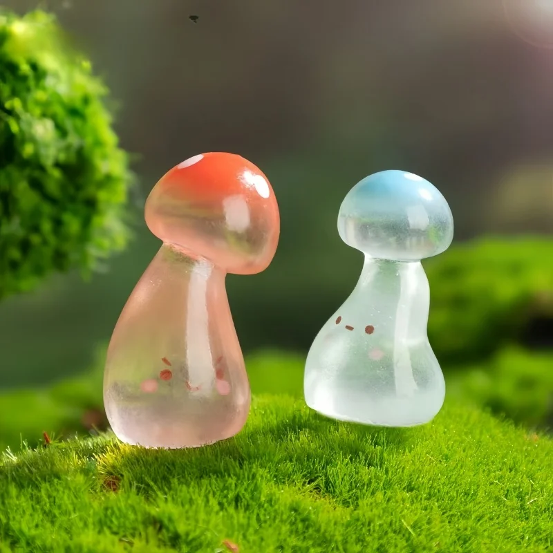 20 szt. Miniaturowe figurki grzybów z żywicy, świecące w nocy, zabawki, dekoracje do bajkowego ogrodu, ozdoby do samodzielnego wykonania, dekoracje do domu, zabawki na prezent