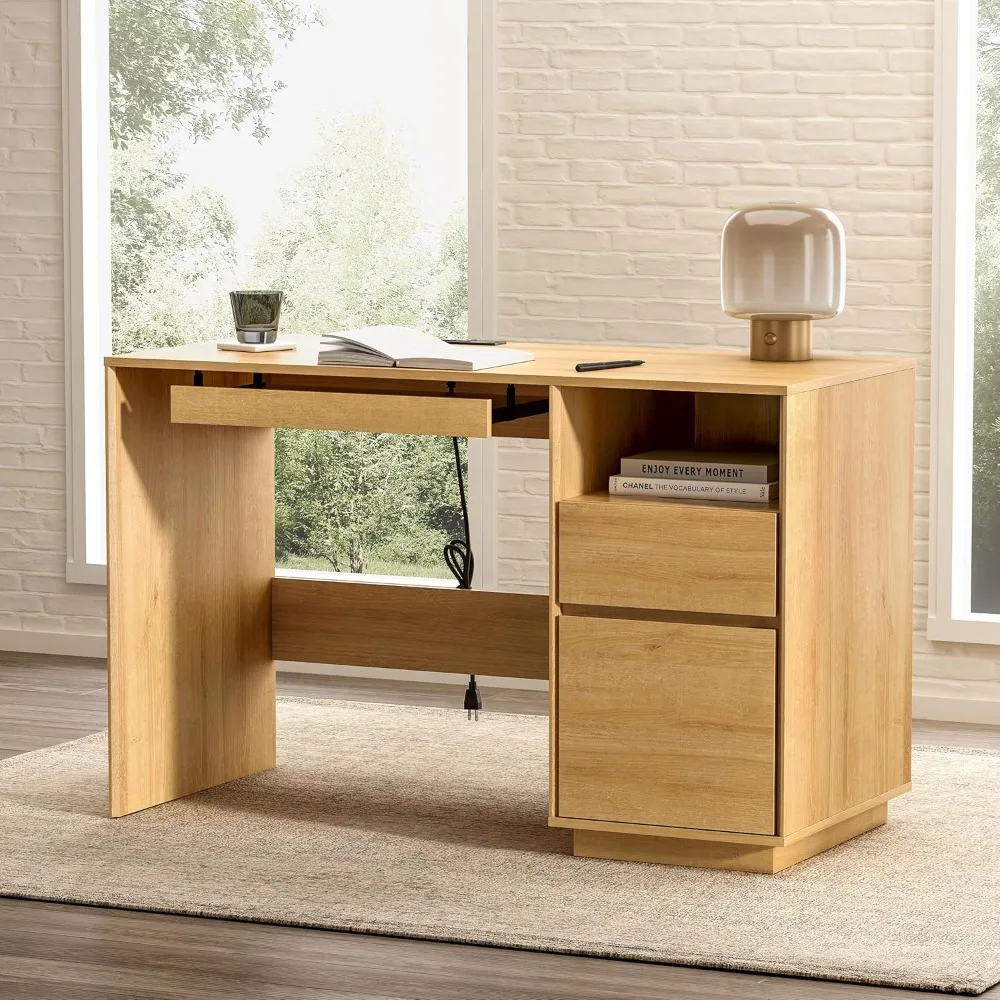 

Офисный стол 47 дюймов, письменный стол в фермерском доме с ящиком для файлов и розеткой, деревянные компьютерные столы с подставкой для клавиатуры, рабочее пространство для учебы