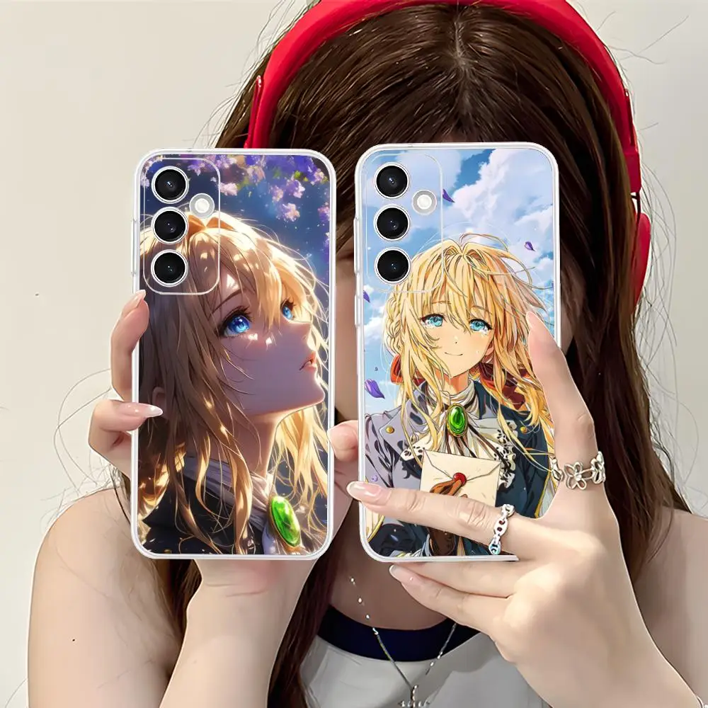 Violet Evergarden Phone Case for Samsung Galaxy S25 S24 S23 S22 S21Plus FE Ultra Soft TPU Clear Shockproof Cover